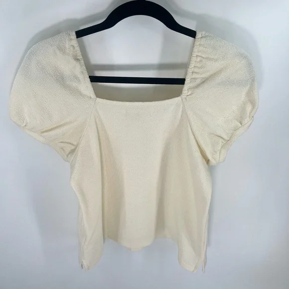 Madewell Jacquard Square-Neck Puff-Sleeve Top Antique Cream Size Extra Small - Picture 6 of 9